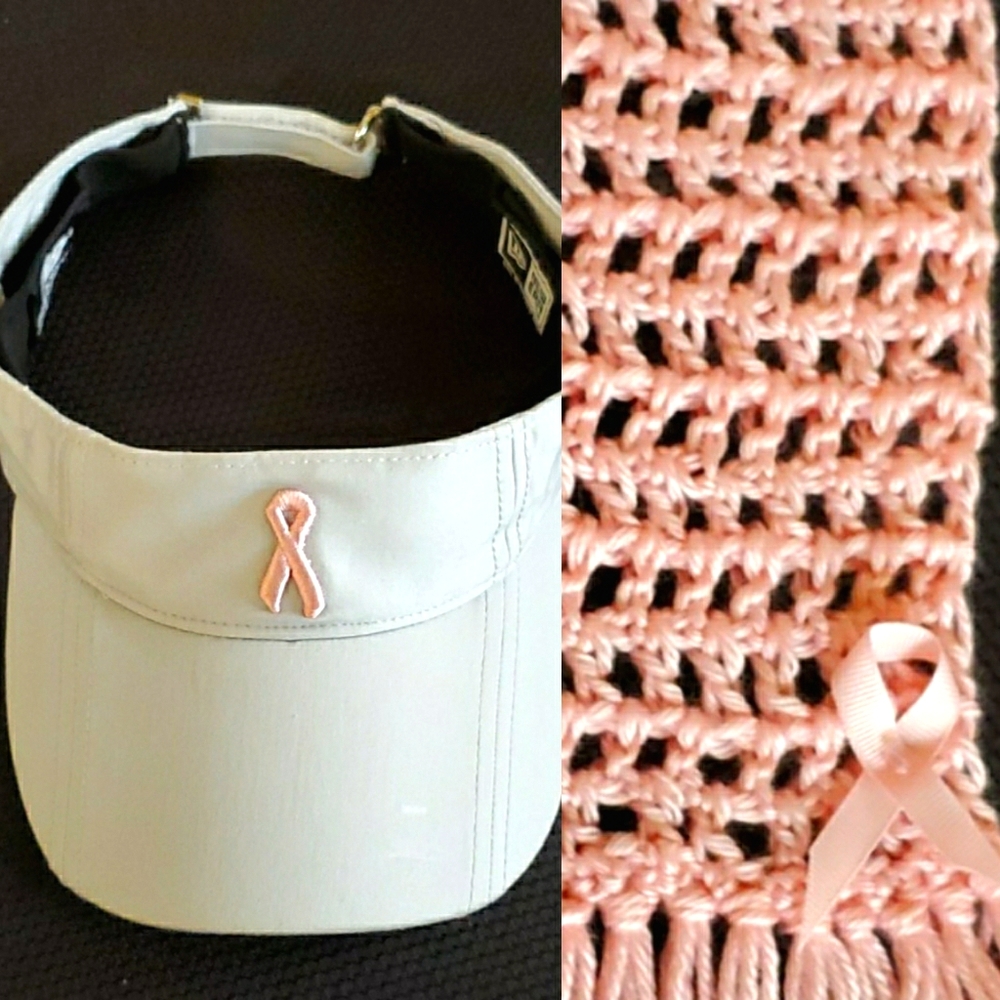 Visor & Scarf Pink Ribbon Set